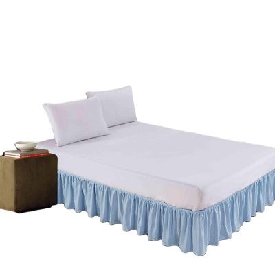 China Microfiber Polyester Home Bed Skirts Dust Ruffles, Aqua For Queen Size Beds 15 Inch Drop for sale