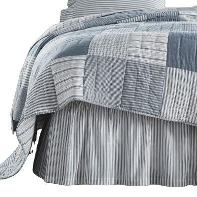 China 100% Polyester Microfiber Home Stripes Printed Ruffled Bed Skirt for sale