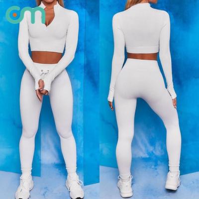 China Autumn/Winter Sport Suit Breathable High Quality Stretch High Exercise Seamless Knitted Long Sleeve Pants Yoga Fitness Suit for sale