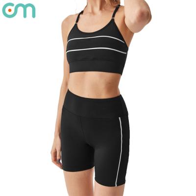 China 2021 Wholesale High Quality Women Breathable Yoga Wear Exercise Gym Custom 2 Piece Sports Bra And Shorts Yoga Set for sale