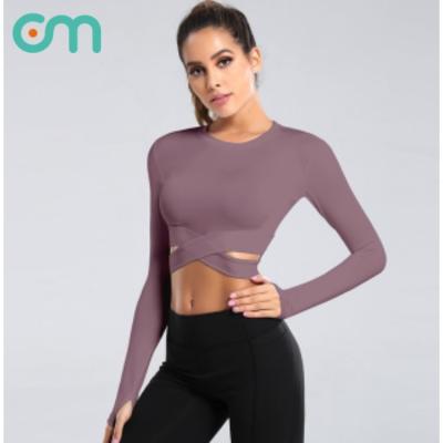 China Wholesale Breathable Yoga Wear Top Sleeves Long Tight Quick Dry Crop Tops Fitness Yoga Apparel for sale