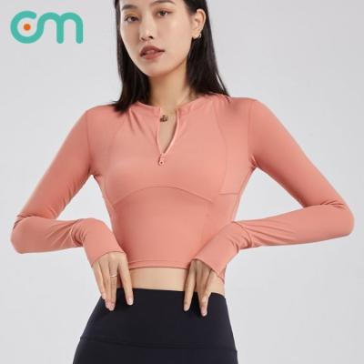 China Breathable Custom Design Women's Quick-drying Blazer Yoga Half Zipper Tight Fitness Shaping Long Sleeve T-Shirt for sale