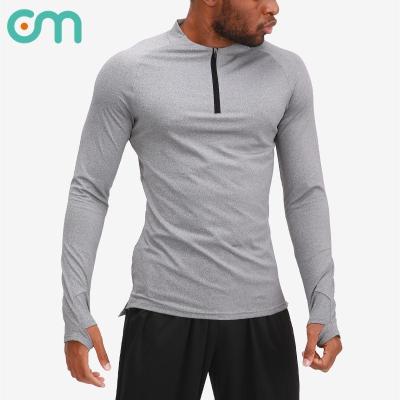 China Men's Wicking Performance Active Sport T-Shirt 1/4 Zip Crewneck Breathable Moisture for sale