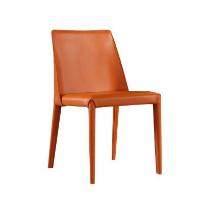 China (Size)Adjustable Nordic Leather Saddle Dining Chair Orange Color Cafe Chairs For Hotel Home Restaurant for sale