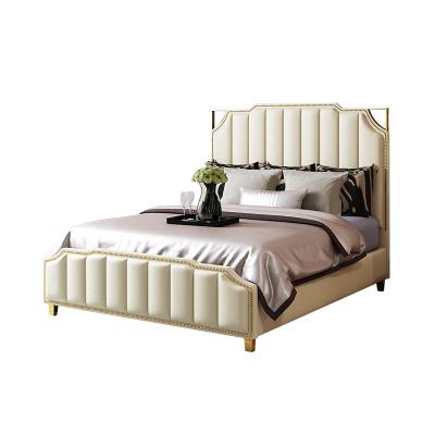 China Adjustable European Modern Bed Luxury Sleep (Height) Bedroom Furniture Set Home Furniture Soft Wooden Bed Pu+solid Wood OEM 1pcs for sale