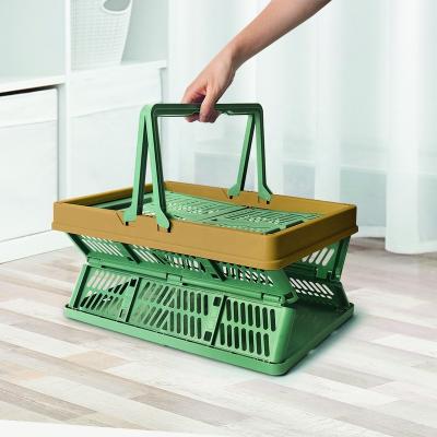 China Outdoor Folding Closet Picnic Basket Sustainable Stackable Plastic Storage Basket-Foldable for sale