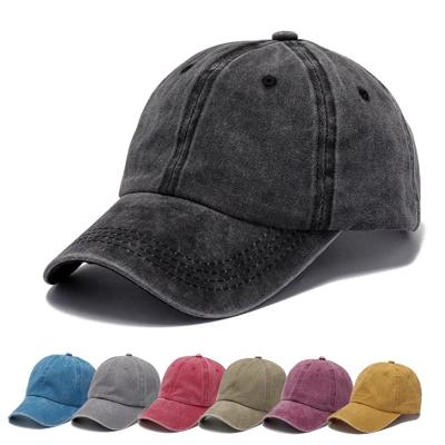 China breathable & High Quality Waterproof Custom 3D Embroidery Plain Washed Cotton Twill Baseball Hat Distressed Adjustable Vintage Dad Hat For Women Men for sale