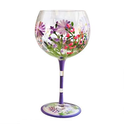 China Viable Fresh and Special Wine Champagne Goblet Glass Cup with Flowers for sale