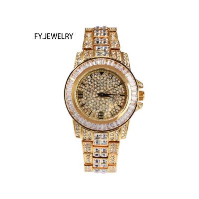 China High Quality Automatic Date Iced Out Branded Watches For Men Hip Hop Gold Bling Bling Wrist Watch for sale