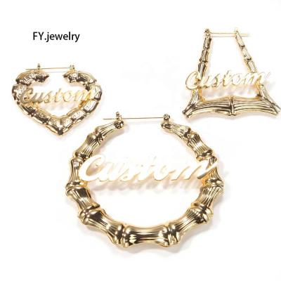 China Hiphop Hiphop Geometric Name Bamboo Earrings Personalized Circles Women Dangler Jewelry for sale