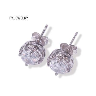 China Hiphop New Arrival Black CZ Earring AAA Clear Zirconia CZ Stud Earrings Men Women Hitter Jewelry for sale