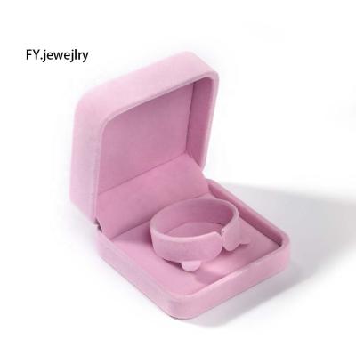 China Recyclable Rose Color Velvet Jewelry Packaging Box Necklace Box Black Velvet Jewelry Gift Box for sale