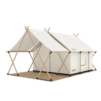 China Straight tying type Customized GUEST HOUSE outdoor resort hotel tent camp tent double-layer high-end solid wood tent for sale