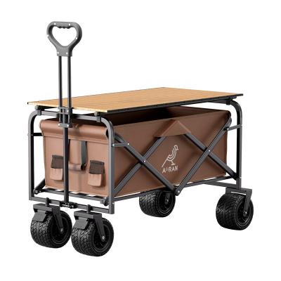 China Outdoor Foldable Simple Camping Trolley Camp Car Tent Storage Camping Cart With Table Board for sale