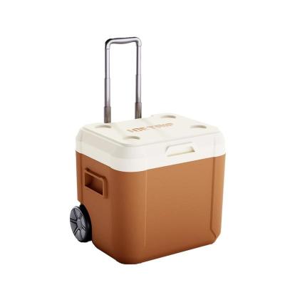 China Insulated 52 Liter Large Capacity Outdoor Camping Portable Food Fridge Insulation Cart Refrigerated Transport Fresh-keeping Box for sale