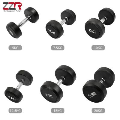 China Universal Equipment Cheap Adjustable Gym Free Weights Hex Rubber Dumbbells Set for sale