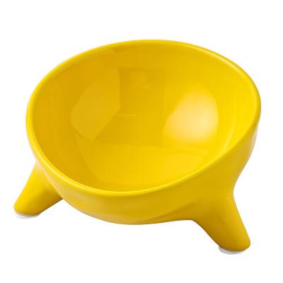 China Wholesale Viable Sustainable Yellow Green Rounded Ceramic Wholesale Luxury Pet Dog Bowl for sale