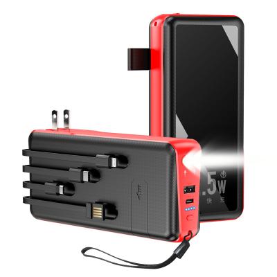 China Rapid Charging Support 30000mah PD Charging Cables And AC Plug Power Bank With Portable Flashlight Charger for sale