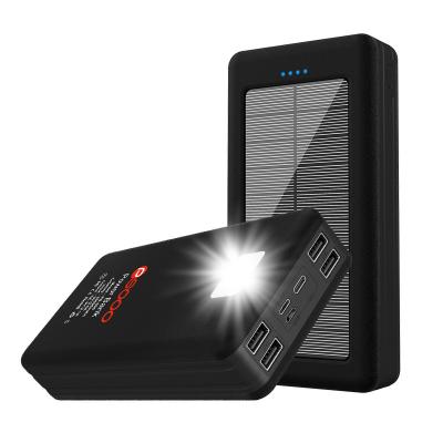 China New Technology 2022 Output 4USB Type C Solar Panel Charge PSOOO Micro Input Portable Solar Power Bank 30000mah for sale