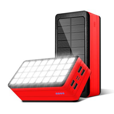 China Solar Panel PSOOO 4 USB Charge Output Micro C Type To Dual To Input Outdoor Portable 50000mah Large Capacity Solar Power Bank for sale