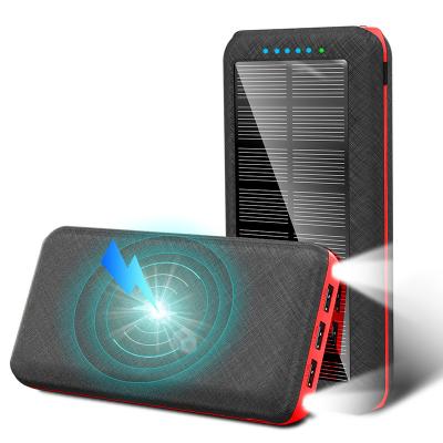 China Solar Panel Charging Mobile Portable Phone Solar Charger With Flashlight Power 30000mah Wireless Charging Bank for sale