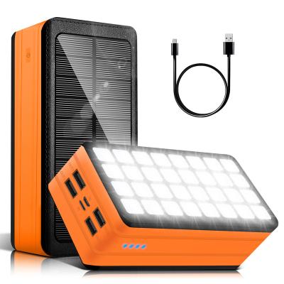 China Mobile solar panel charging solar charger with large capacity 50000mah camping light portable solar power bank for sale