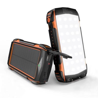 China Support Fast Hot Selling Solar Charger With LED Light 20000mAh Solar Power Camping Portable Waterproof Bank for sale