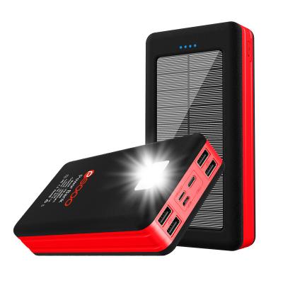 China Solar Panel Charging New Product Portable Solar Phone Charger With LED Flashlight Mobile Solar Power Bank 30000mah for sale