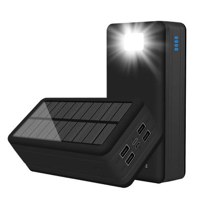 China Wholesale 50000mah solar panel charging mobile solar charger 4 USB products with portable flashlight power bank 50000mah for sale