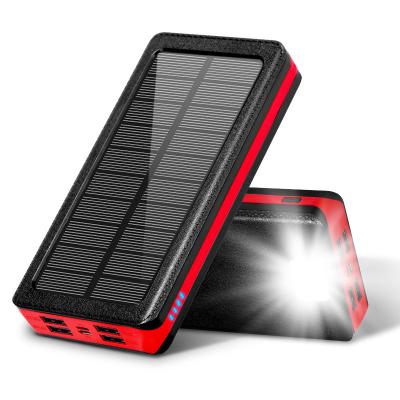 China PSOOO 4 USB Solar Panel Charge Output Waterproof Solar Charger Outdoor Portable Solar Power Bank 20000mah for sale