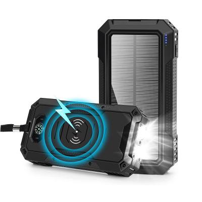 China Fast Charging Support 4 USB Output Portable Solar Phone Charger Radio Fast Charging 20000mAh Solar Power Bank for sale