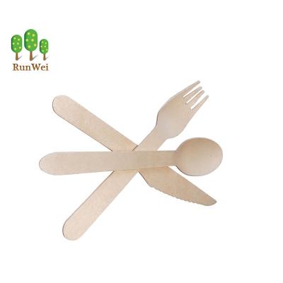 China 3pcs Disposable Spoon Eco-friendly Portable Fork Set Knife Fork Wood Spoon Bamboo Cutlery Set Disposable for sale