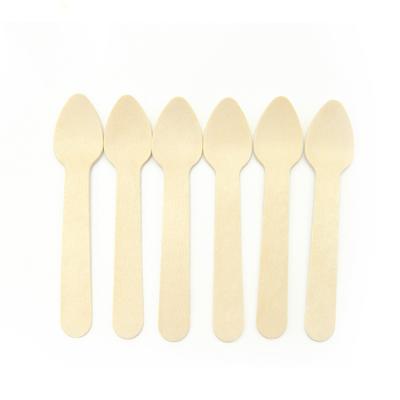 China Eco - Friendly Sustainable Wooden Ice Cream Spoon Wooden Teaspoon Small Dessert Spoon for sale