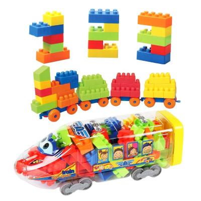 China The Large Eco-friendly Material Interlock Building Block Toy Kids Plastic Puzzle Plane Fast Train Building Bricks for sale