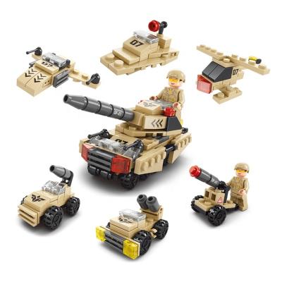 China 6 in 1 BROTHER Military Mini Tank Legos Building Blocks boy construction toys LELE kids building ROD bricks promotional toys for sale