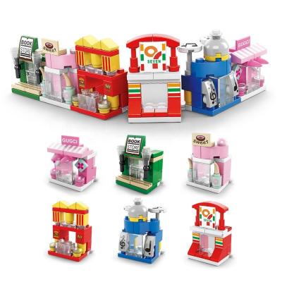 China 6 in 1 Lele Brother City Street View Mini Architecture Model Legos Building Block Cheap Girl Building Toys Gift Toy for sale