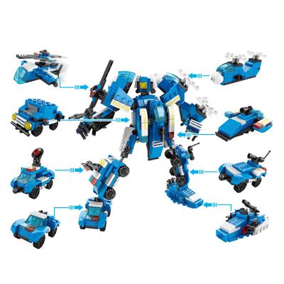 China Custom Transforming Toys Factory Building City Police Building Block Robot Transform Helicopter Blocks Kids Educational Toy for sale