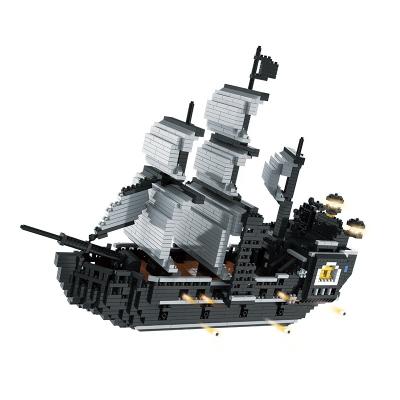 China Custom Intelligence Development Mini Block Black Pearl Pirate Ship Nanoblocks Model Micro Building Blocks Toys for sale