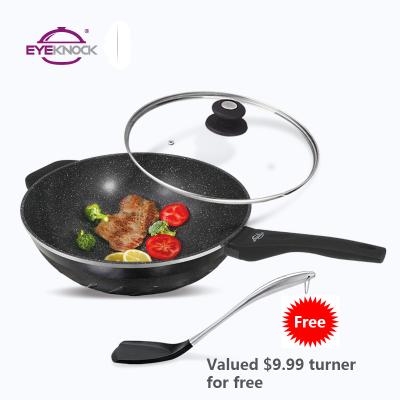 China Sustainable RTS ready to ship aluminum induction cookware set 34cm nonstick wok for sale