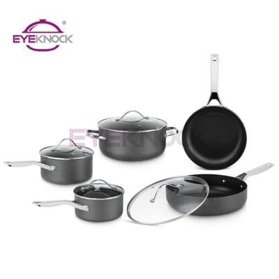 China Durable press induction aluminum cookware set non stick hard anbodized cookware set for sale