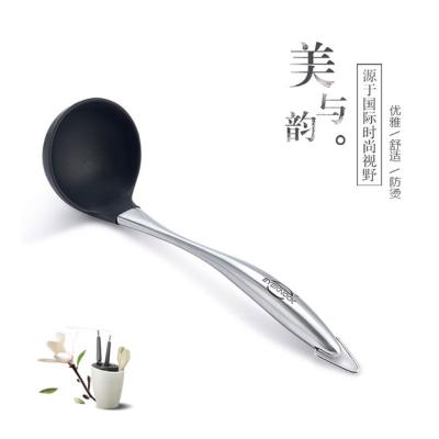 China RTS Silicone Kitchen Utensil Food Grade Cookware Sustainable Silicone Soup Spoon for sale