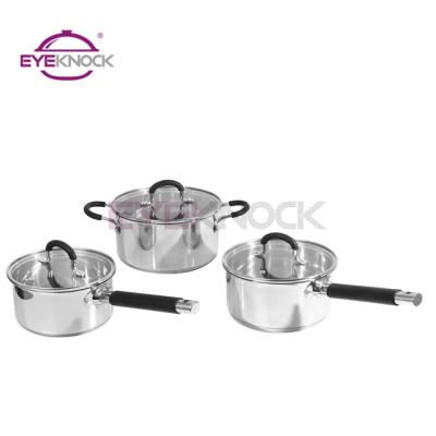 China Sustainable Silicone Handle Stainless Steel Cookware Stainless Steel Cooking Pot for sale