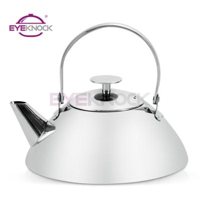 China Sustainable Unique Triangle Design Stainless Steel Tea Kettle With Tea Strainer Water Kettle for sale