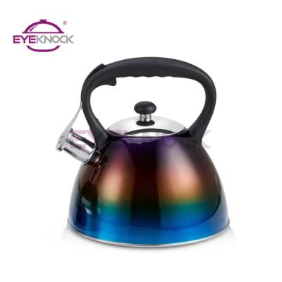 China Hot Sale Sustainable 3 Liter Induction Stainless Steel Water Kettle With Color Coating Whistling Kettle for sale