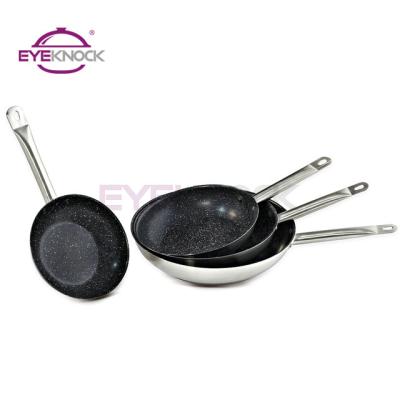 China Hot sale cheap price 304 stainless steel cavity stainless steel handle cookware induction bottom fry pan viable for sale