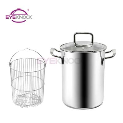 China Sustainable Hot Selling 3pcs Food Grade Asparagus Pot Set With Strainer 304 Stainless Steel Pasta Pot for sale