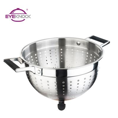 China 24cm Sustainable New Design Metal Draining Stainless Steel Fruit Basket With Handle for sale