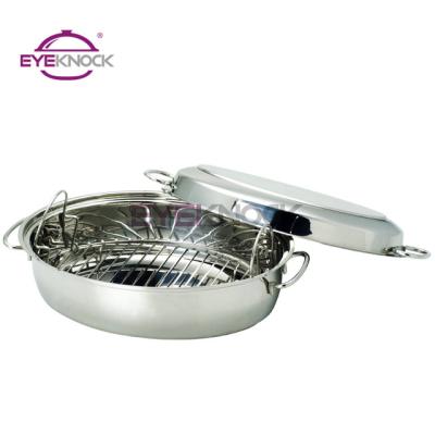 China EK0134 hot sale 304 stainless steel rotisserie 3pcs pan with rack rotisserie set for sale