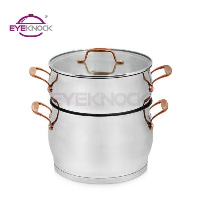 China 18 10 Viable High Quality Stainless Steel Couscous Steamer Pot Rose Gold PVD Couscous Steamer Set for sale