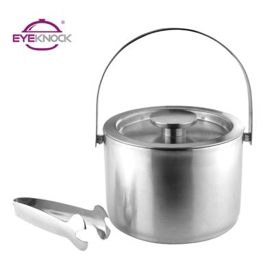 China Viable Hot Sale Stainless Steel Barware Series Double Wall Ice Bucket With Tongs for sale